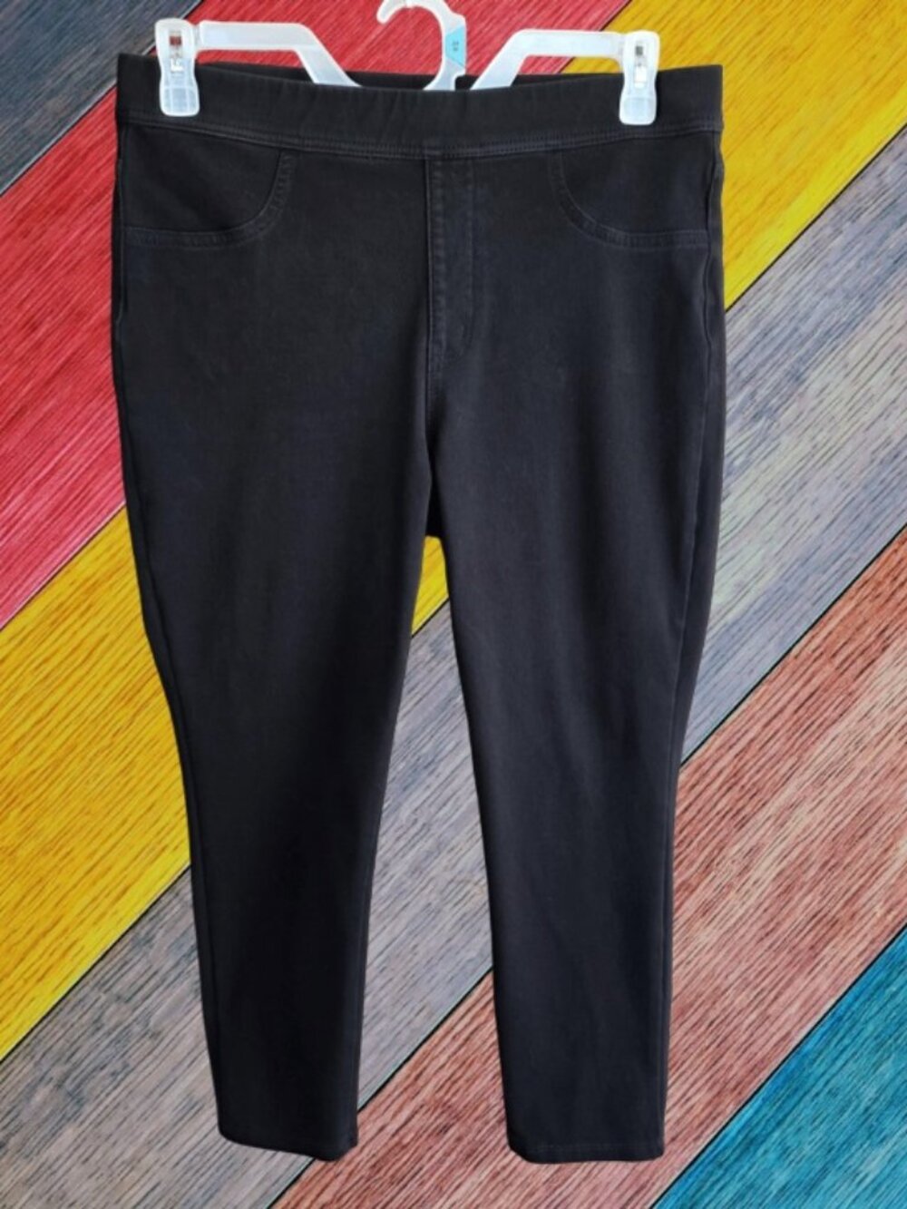 Time And Tru Womens Cropped Jeggings Jeans Pull On Comfort Waist Black Size XL